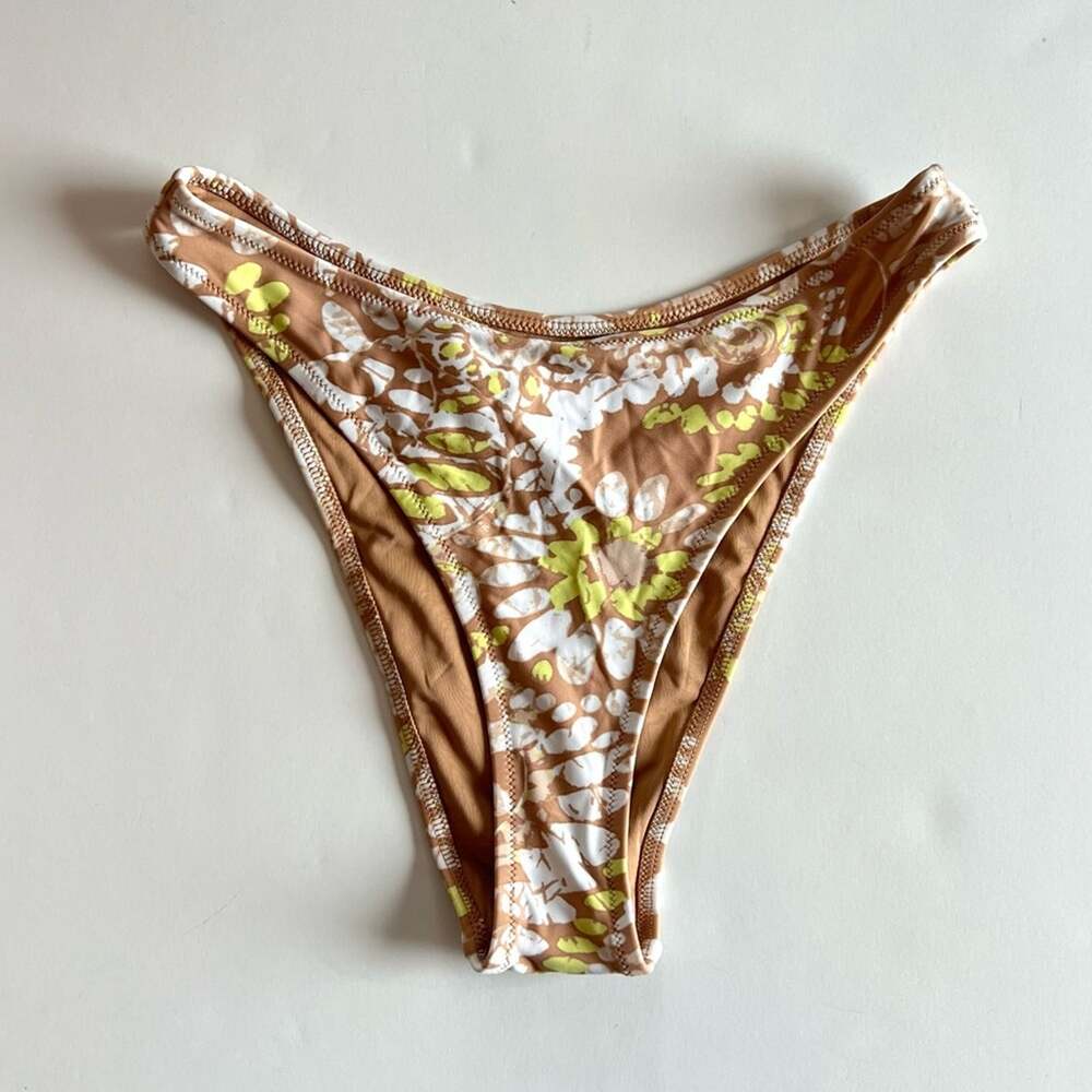 Aerie Cheekiest Swim Bottoms Tan Retro Floral